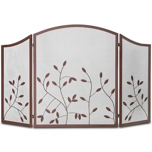 48 in. x 30 in. 3-Panel Fireplace Screen Panel Leaf Decorative Protector Spark Guard