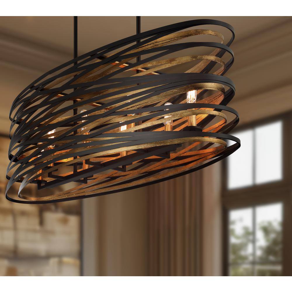 Dark Bronze and Gold 8-Light Aluminum Chandelier
