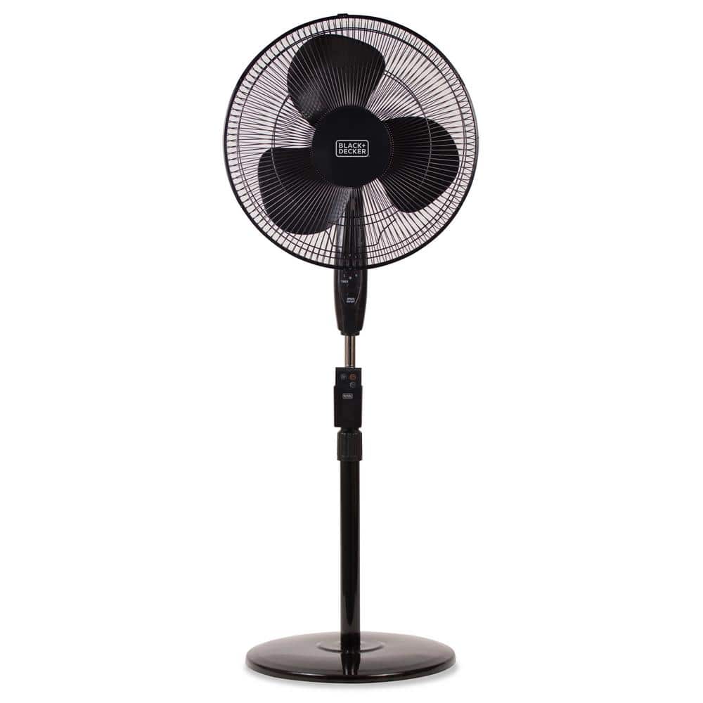 Black Adjustable Height Oscillating Floor Fan with Remote Control