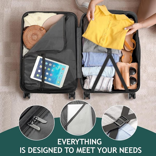 Karl home Nested Hardside Luggage Set in Shiny Silver, 3-Piece