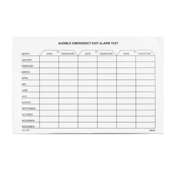 Safe Handler White, Audible Emergency Exit Test Report, Laminated Cardstock Test Report Form- (Pack of 50)