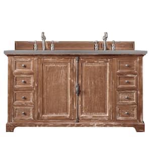 Providence 60 in. W x 23.5 in.D x 34.3 in. H Double Bath Vanity in Driftwood with Quartz Top in Grey Expo