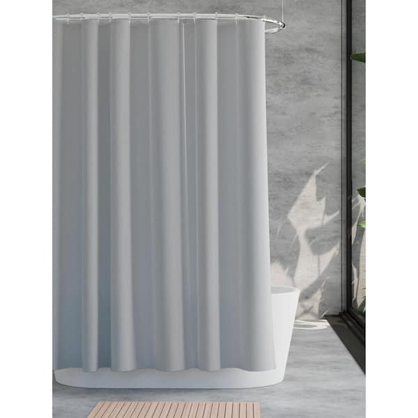 UFRIDAY White Shower Curtain with Light Filtering Window, Stall Size Fabric  Shower Curtain Liner, 48 x 72 Inch