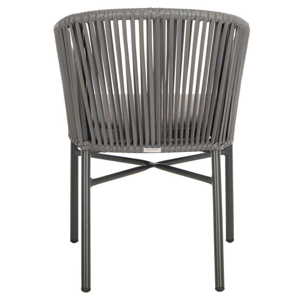 Matteo Gray Rope Arm Dining Chairs with Cushions, Set of 2