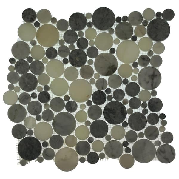 Orbit Foggy Circles Multicolor 12 in. x 12 in. x 8 mm Mosaic Floor and Wall Tile