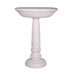 22 in. Dia Light Aged White Cast Stone Fiberglass Bird Bath