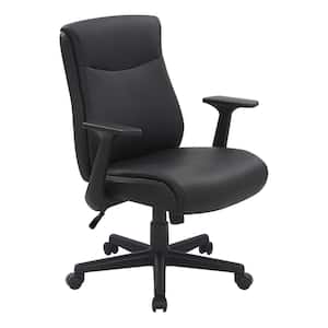 Work Smart Executive Seating Faux Leather Series Mid Back Office Chair In Black