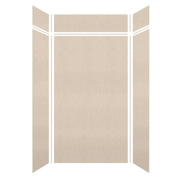 Transolid Saramar 48 in. W x 96 in. H x 36 in. D 6-Piece Glue to Wall Alcove Shower Wall Kit with Extension in Cashew Velvet