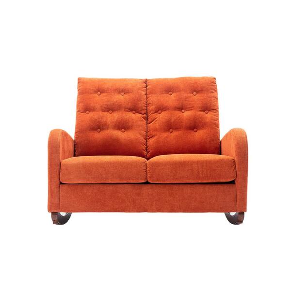 Tatahance 46 in. Orange Polyester 2-Seat Rocking Loveseat with Arms