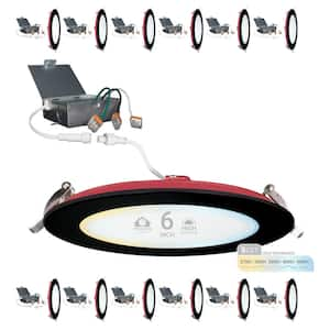 6 in. Black Trim 2HR Fire Rated Canless 27K-50K Select New Construction 15W Integrated LED Recessed Lighting Kit 12PK