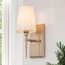 LNC Transitional Plated Brass Linear Chandelier with White Cone Fabric ...