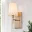 LNC Transitional Plated Brass Linear Chandelier with White Cone Fabric ...