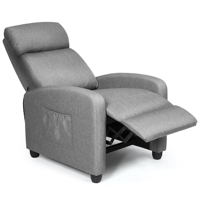 Gray Polyurethane Sponge Reclining Vibration Massage Chair Ergonomic Adjustable Single Sofa