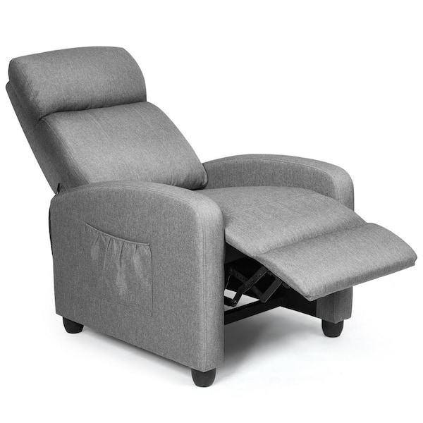 Costway Gray Polyurethane Sponge Reclining Vibration Massage Chair Ergonomic Adjustable Single Sofa