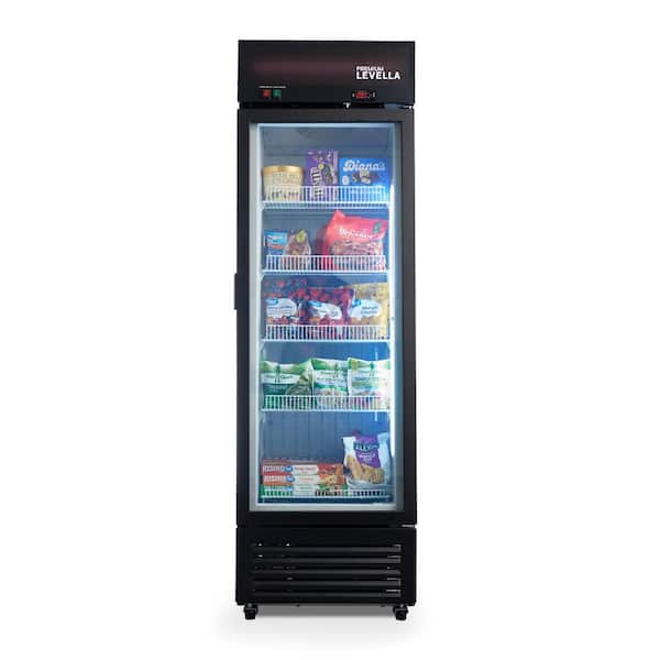 Premium LEVELLA 25 in. 11.6 cu. Ft. Auto/Cycle Defrost Upright Freezer Glass Door Commercial Reach in Black