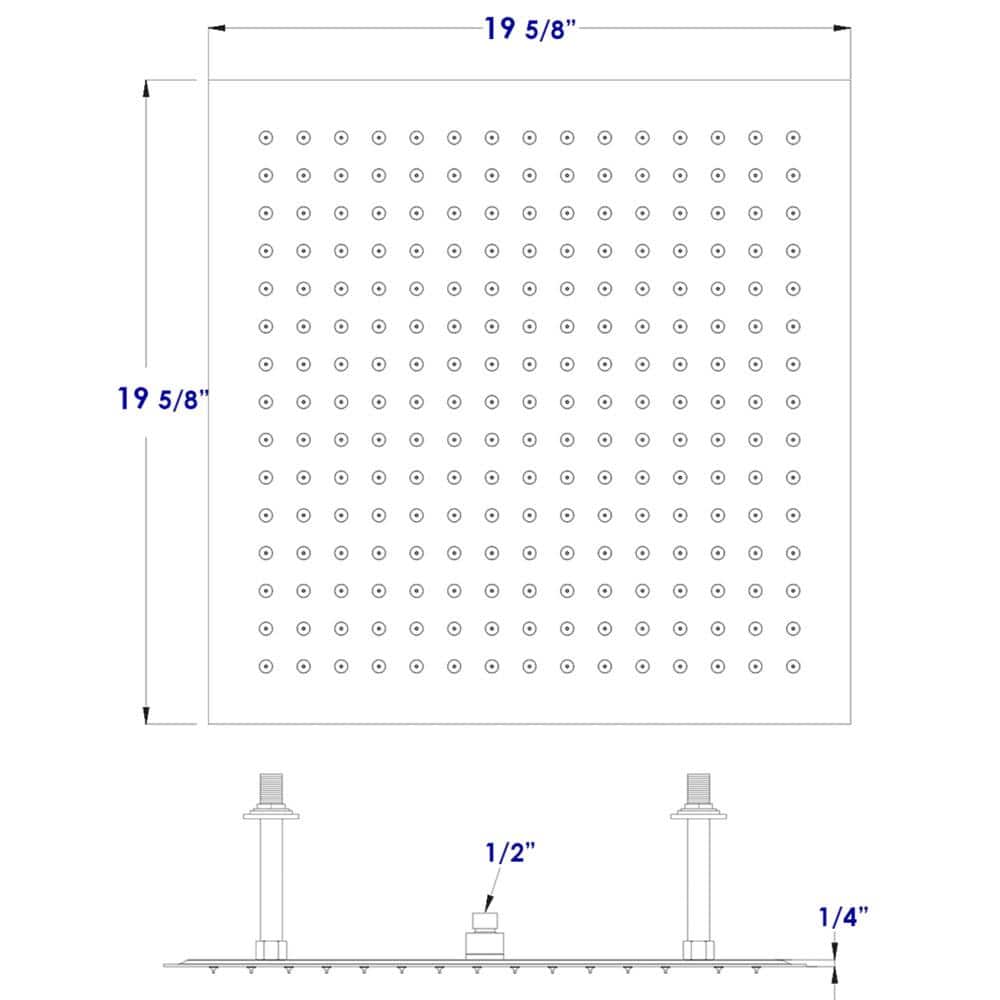 22'' Square Stainless Steel Ceiling Mounted Rain Shower Head