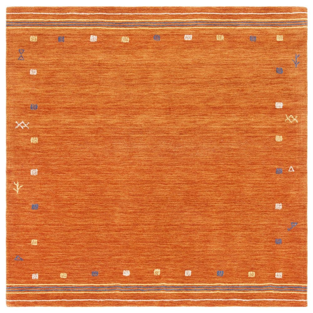 Casual Elegance Hand-Knotted Rust Wool 6' Square Area Rug