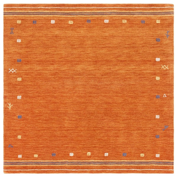 SAFAVIEH Himalaya Rust 6 ft. x 6 ft. Solid Color Striped Square Area Rug