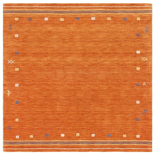 Himalaya 8 ft. x 8 ft. Square Rust Border Geometric Area Rug
