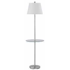 60 in. Nickel 1 Dimmable (Full Range) Tripod Floor Lamp for Living Room with Cotton Empire Shade