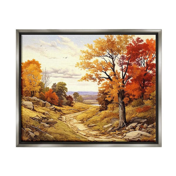 Stupell Industries Classic Fall Foliage Path by Lil Rue 1 Piece Floater Frame Graphic Print Nature Poster Art Print 21 in. x 17 in.
