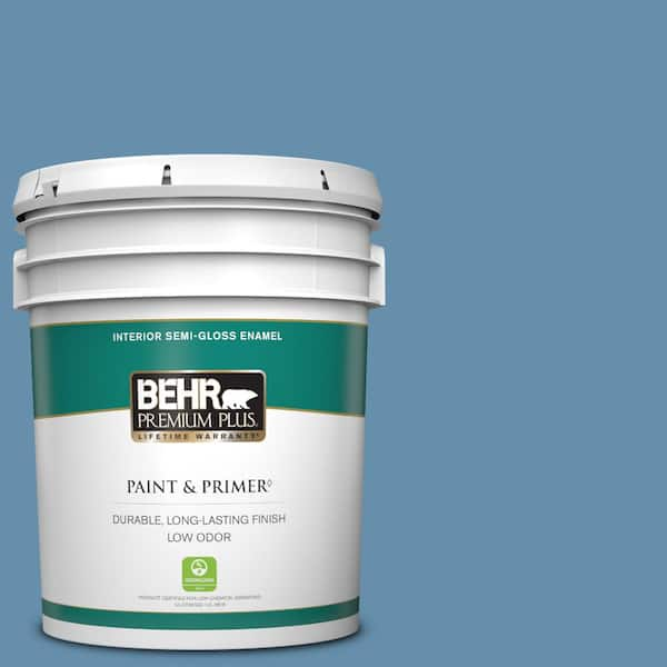 BEHR PREMIUM PLUS 5 gal. #S500-5 Treasure Map Semi-Gloss Enamel Low Odor Interior Paint & Primer