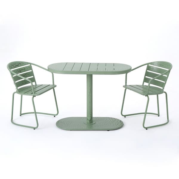 Unbranded New Green Iron 2 Chairs and 1 Table Outdoor Set with Iron Construction and Matte Finish Design for Garden and Poolside