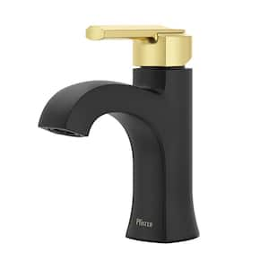 Vaneri Single Handle Single Hole Bathroom Faucet in Matte Black/Brushed Gold