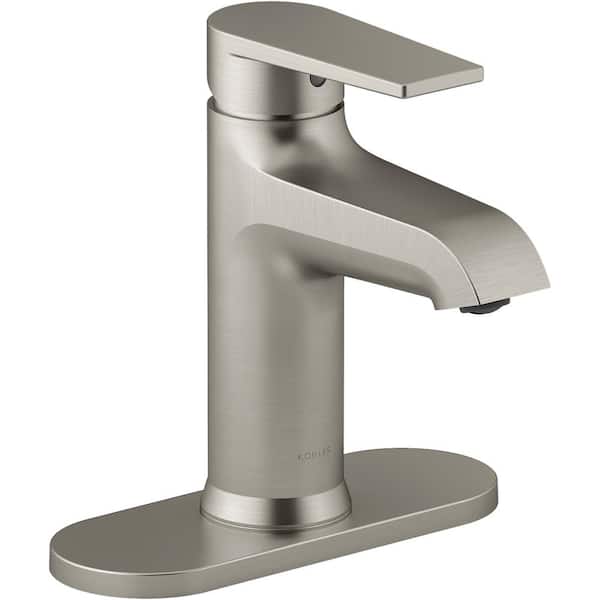 KOHLER Hint Single Hole Single-Handle Bathroom Faucet with Escutcheon in Vibrant Brushed Nickel