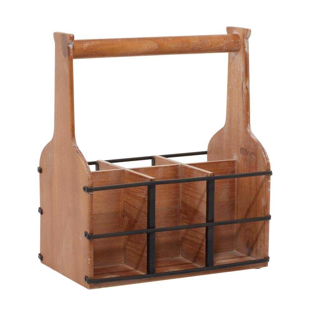 6 Bottle Brown Farmhouse Wood Wine Rack