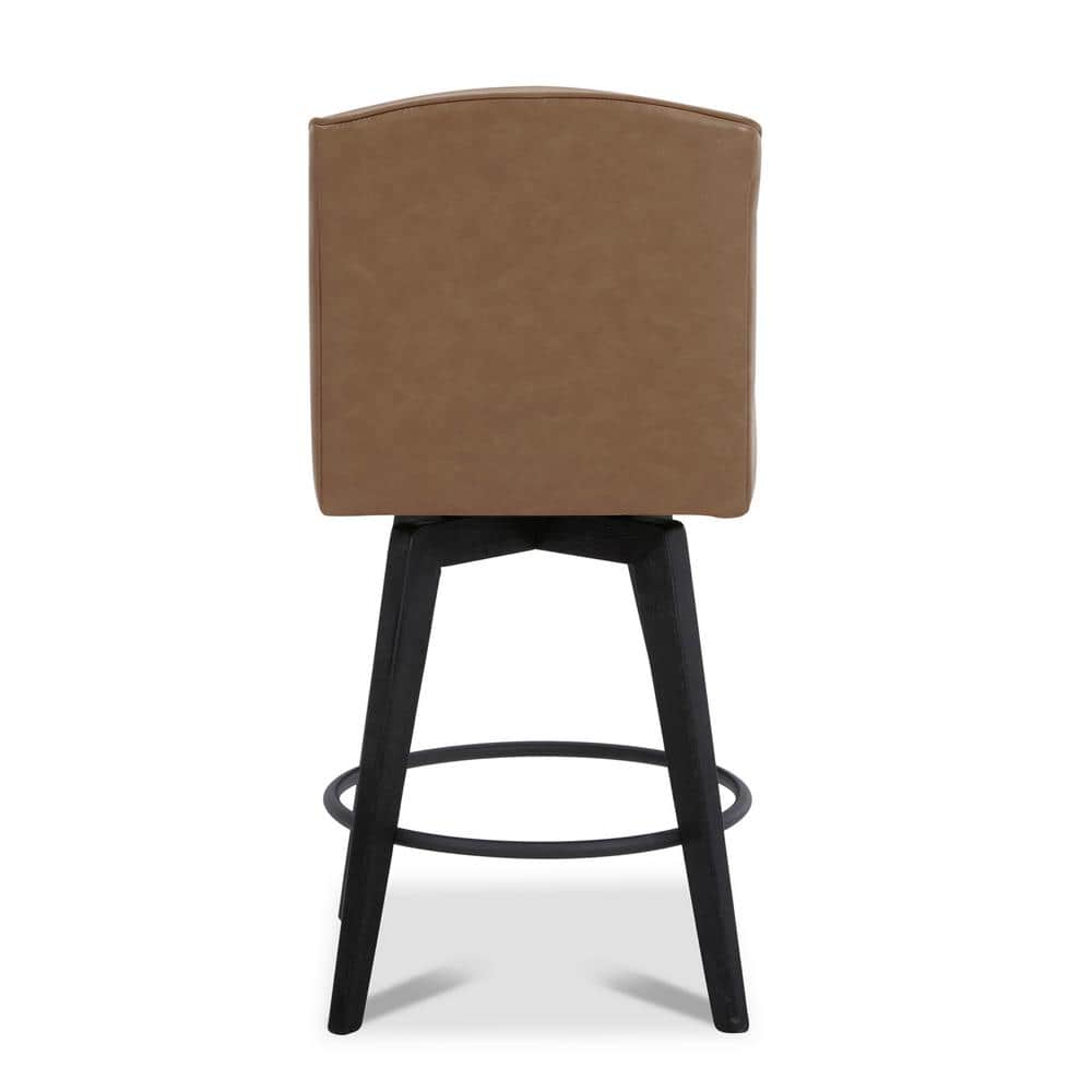 Cognac Brown 26'' Swivel Counter Stools with Nailhead Trim, Set of 2