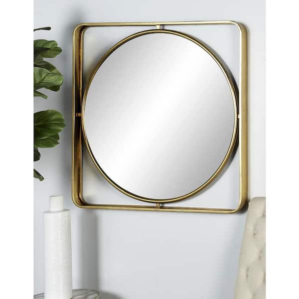 Litton Lane 34 in. x 34 in. Round Framed Gold Wall Mirror