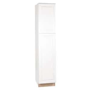 Hampton Satin White Raised Panel Stock Assembled Pantry Kitchen Cabinet (18 in. x 84 in. x 24 in.)