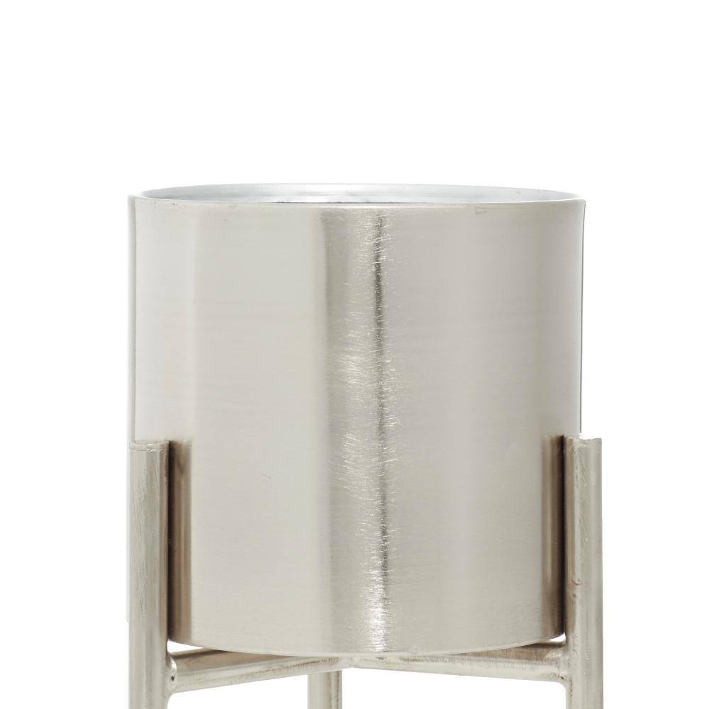 Elevated Trio Metallic Silver Iron Planters, Set of 3