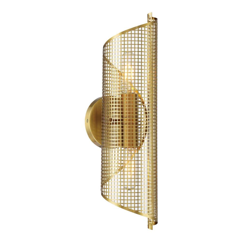Hillbourne 5.5 in. W x 20 in. H 2-Light Warm Brass Dimmable Wall Sconce with Perforated Metal Shade price history on PriceWatchPro