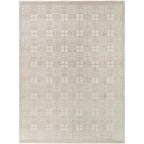 Weekes Cream 8 ft. x 10 ft. Contemporary Plaid Area Rug