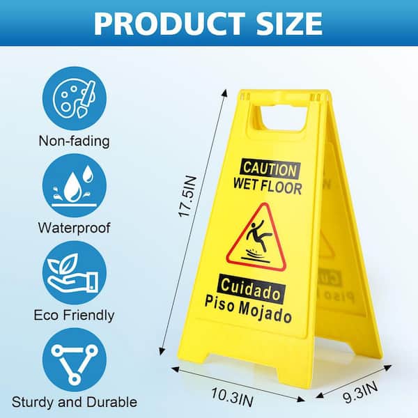 Aazon.co: DiDiBirDi Caution Wet Floor Sign,Bilingual Double-Sided Safety Warning Signs,A Frae - View #2