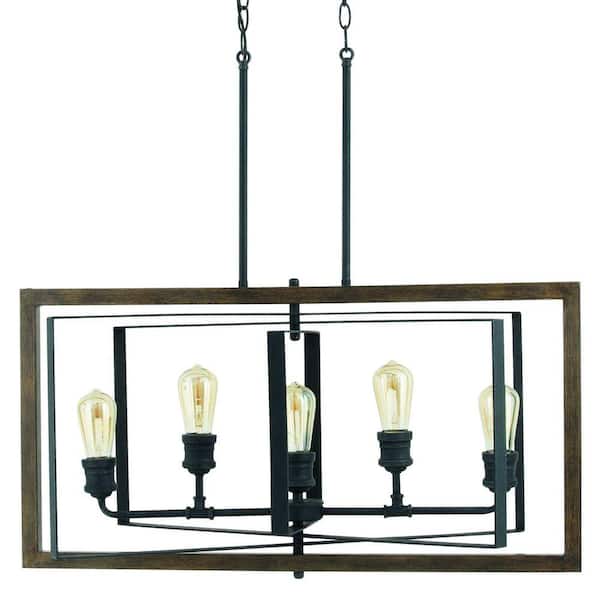 Home Decorators Collection Palermo Grove 5-Light Gilded Iron Linear Chandelier