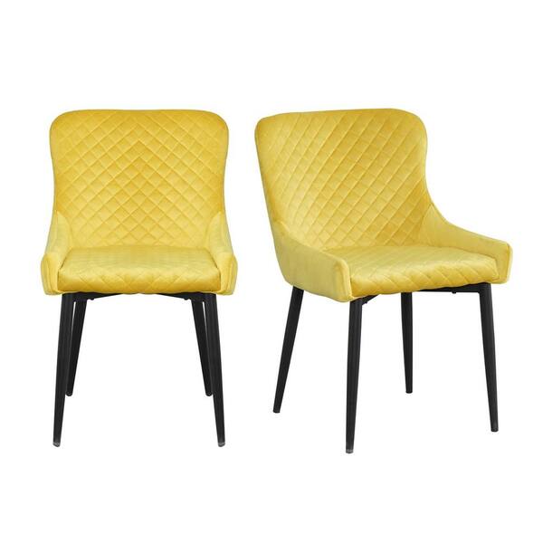 Wateday Yellow Faric Dining Side Chair (Set of 2)