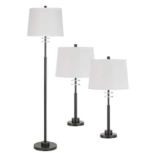 3-Piece Unipac Metal Table Lamp Set with 59 in. H Floor Lamp and 28 in. H Table Lamp in Dark Bronze Finish