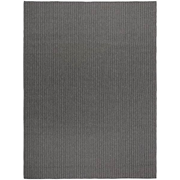 Nourison Horizon Indoor/Outdoor Black 9 ft. x 12 ft. Geometric Contemporary Area Rug