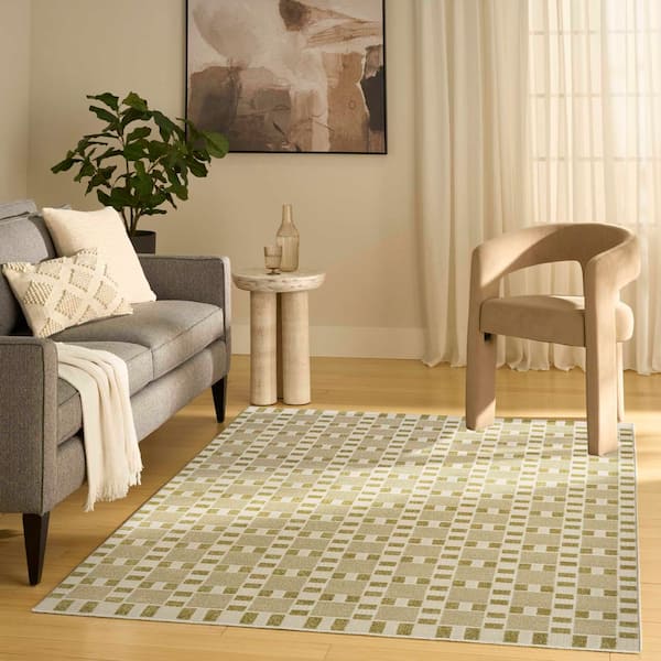 Nordic Green 5 ft. x 7 ft. Geometric Contemporary Area Rug