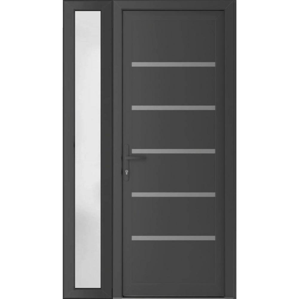 46 in. x 80 in. Right-hand/Inswing  Antracite Grey Steel Prehung Front Door with Hardware price history on PriceWatchPro