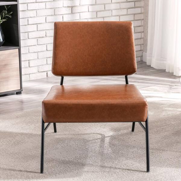 High Density Foam Cushion Xb701 Ac, Brown Faux Leather Chair Cover