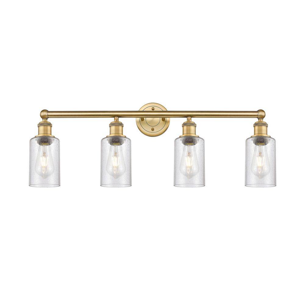 Clymer 30.88 in. 4-Light Brushed Brass Vanity Light with Glass Shade price history on PriceWatchPro