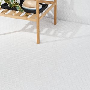 Bliss Hexagon White 10.03 in. x 11.61 in. Polished Porcelain Floor and Wall Mosaic Tile (0.80 Sq. Ft./Each)