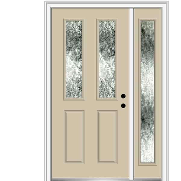 MMI Door 48 in. x 80 in. Left-Hand Inswing Rain Glass Wicker Fiberglass Prehung Front Door on 4-9/16 in. Frame