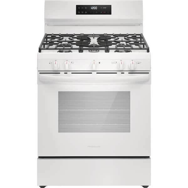 Frigidaire 30 in 5 Burner Freestanding Gas Range in White with Quick Boil and Steam Clean