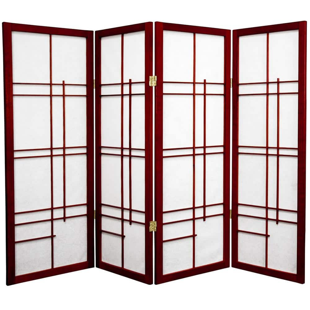 Oriental Furniture 4 ft. Tall Eudes Shoji Screen  Rosewood  4 panel  shoji paper