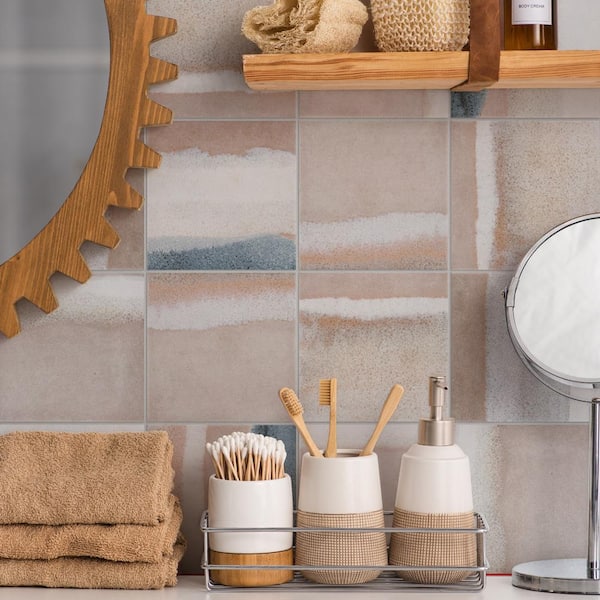 Matter Canvas Taupe Blue 6 in. x 6 in. Porcelain Floor and Wall Tile (6.5 sq. ft. /Case)